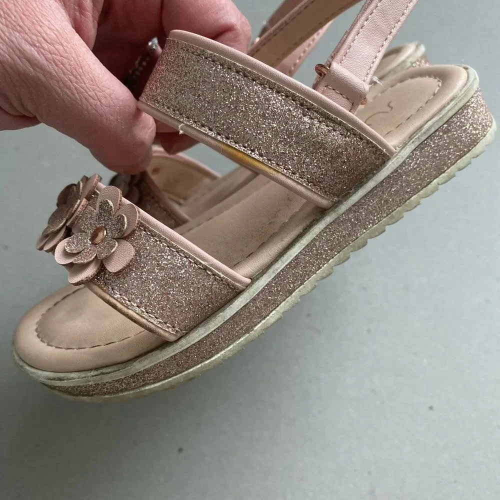 Sugar Girl's Glittery Open Toe Sandal, Size 9M